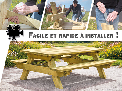 Table pique-nique bois GEMMA Direct urbain